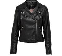 Blouson de motard - ONLY - Fermeture éclair asymétrique - Similicuir - Détails matelassés - Noir 38