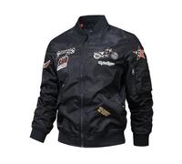 Blouson de Moto Homme - INSFITY - Bomber Cargo Motif Brodé - Nylon Polyester - Noir M
