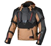 Macna Tryton NightEye Veste de moto imperméable en cuir/textile, noir/marron, Taille M