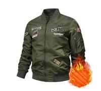 Blouson de Moto - INSFITY - Bomber Cargo Homme Automno Hiver - Motif Brodé Moto - Coupe standard - Vert S