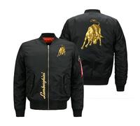 Blouson de Sport Fermeture Éclair Lam -bo.RGhi. ni, Veste d'aviateur, Bomber Jacket pour Automne Hiver, Saison(Black,5XL)