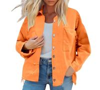 Blouson Denim Manches Longues Veste de loisirs transition lâche Vêtements Décontractées Chic Sport Haut Spring Fall Outwear