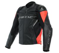 Blouson en cuir Dainese Racing 4 Noir / Rouge Fluo