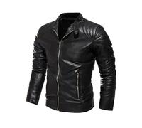 Blouson en cuir pour hommes - FUNMOON - Garder au chaud - Moto - Loisirs L
