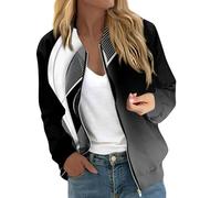 Blouson Femme À Manches Longues Rétro Imprimé Fleur Pilote Veste avec Poches Chic Et Élégant Vestes Matelassée Automne Court Zippée Bomber Décontracté Blouson Baseball Collège Outwear Streetwear