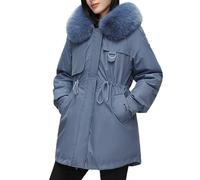 Blouson Femme Hiver Manteau Grande Taille Women S Solid Long Down Winter Soft Thickened Warm Removable One Dress Three Ways To Wear Veste Hiver Femme Chaude Veste Chic Blue M
