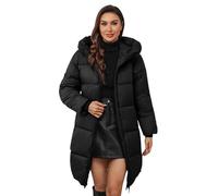 Blouson Femme Hiver Vêtements Femme Grande Taille Veste Longue En Coton Pour Coupe Ajustée Grande Taille à Capuche Longueur Genou Automne Et Doudoune Hiver Veste Black S