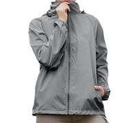 Blouson Femme Veste d'été légère pour femme avec capuche décontractée à manches longues et fermeture éclair idéale pour le cyclisme la course la randonnée et les activités sportives (Grey, L)