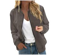 Blouson Femme Veste Grande Taille Printemps Parka Mi Saison Bombers Legere Ete Bomber Manches Longues Zippée Femmes Sport Fleurie Cuir Chic Et Elegant Saharienne Moto De Bolero En Jean,Kaki-c,XXL