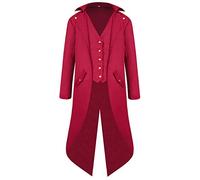 Blouson gothique steampunk, victorien victorien, VTG, costume d'Halloween, long manteau cosplay, uniforme à manches longues, smoking homme, pour carnaval, vintage, déguisement de fête rouge, M