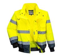 Blouson haute visibilité 3 en 1 Portwest manches amovibles bicolore - Jaune/Marine XS
