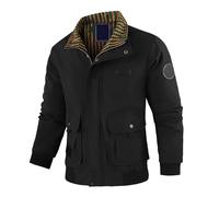 Blouson Homme Automne Hiver Décontracté Manteau à Col Montant Sans Capuche Manches Longues Veste Extérieure Style Aventure pour Plein Air et Quotidien(Black, S)