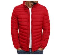 Blouson Homme Doudoune Homme, Doudoune Manches Longues Zippée Charge Veste Légère Et Chaude Couleur Unie Coupe-Vent Avec Poches Hiver Rouge Vert Noir 2024 S-3Xl