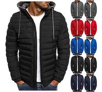 Blouson Homme Doudoune Homme, Doudoune Manches Longues Zippée Charge Veste Légère Et Chaude Couleur Unie Coupe-Vent Avec Poches Hiver Rouge Vert Noir 2024 S-3Xl