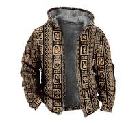 Blouson Homme Hiver Chaud - Joli imprimé en 3D pour Hommes Veste matelassée à Capuche Ample à la Mode avec Fermeture éclair Nouvelle 2023 (Coffee M)