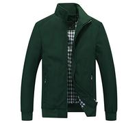Blouson Homme Hiver Velours Veste Chaud Blouson Léger Homme Col Debout, Vert, S