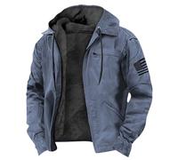Blouson Homme Hiver,Veste De Travail Homme Grande Taille Softshells Randonnée Blouson Militaire Manteaux Moumoute Capuche Cardigan Mi Saison Bombers Interieur Cargo Black Friday 2#Bleu Clair XL