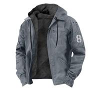 Blouson Homme Hiver Vestes d'hiver Imperméables pour Hommes Manteau à Capuche Chaud Epaisse Doudoune Longue Blouson Chaud en Coton Polaire Manteau de Ski Automne Hiver Coupe-Vent Outerwear (Grey, XS)