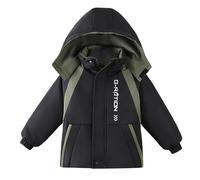 Blouson Imperméable Fille Veste de Pluie pour Enfant Garcon Manteau éPaissir Parka Polaire Chaude en Peluche Manteaux Imperméables à Capuche Fermeture éclair d'hiver Vêtement de plein air 3-8 Ans