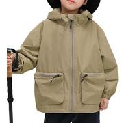 Blouson Imperméable Fille, Veste de Pluie pour Enfants Manteaux Imperméables à Capuche Fermeture éclair Coupe Vent Vestes de Pluie Vêtement de plein air 6-16 Ans