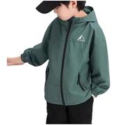 Blouson Imperméable Garçon, Veste de Pluie pour Enfant Fille Manteaux Imperméables à Capuche Fermeture éclair Coupe Vent Veste de Pluie Légère Vêtement de plein air 6-16 Ans