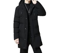 Blouson Matelassé Homme Parka Mi Saison Cotele Thermique Coupe Vent Matelassée Jogging Hiver Chaude Marque Brillante Randonnée Mi-Long Zippée Chic Cuir Doudoune Chaude Noir XXL