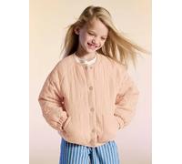 Blouson matelassé style bomber en gaze de coton fille rose poudré 3A