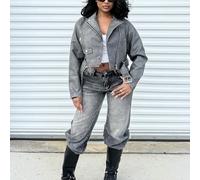 Blouson moto court mode zippé avec ceinture L,M,S,XLPolyuréthane