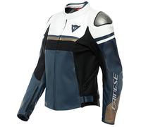 Blouson moto cuir femme Dainese Rapida noir iris/blanc/platine tibétaine