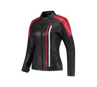 Rusty Stitches Alice, veste en cuir pour femmes 44 Noir/Blanc/Rouge Noir/Blanc/Rouge