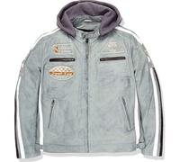 Blouson moto homme cuir Urban Leather ’58 HOMMES’ | Veste moto homologuée en cuir d’agneau | Protections homologuées CE amovibles pour le dos, les épaules et les coudes | Gris Clair | S