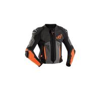 Ixon Vendetta Evo Veste en cuir de moto, noir-gris-orange, taille S