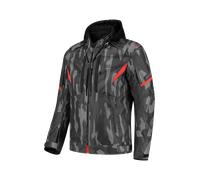 Rusty Stitches Dylan Camo, veste textile imperméable 3XL Gris Foncé/Gris Clair/Rouge Gris Foncé/Gris Clair/Rouge