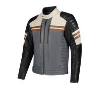 Rusty Stitches Steve Blouson en cuir de moto, noir-gris, taille M pour homme