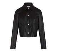 Blouson noir uni à coupe droite avec col à revers et 2 poches à boutons 36