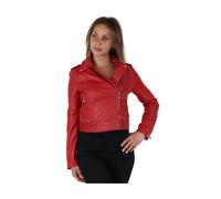 Blouson style perfecto Oakwood Yoko en cuir - Rouge - Femme