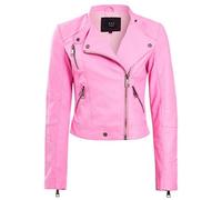 Blouson Perfecto Bomber Faux Leather Biker Jacket - Femme - Rose - Taille 34 34