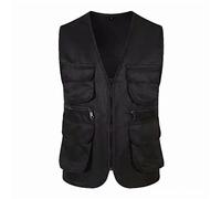 Blouson sans Manche pour Travailler - Gilet Reporter sans Manche pour Homme Respirant Gilet Multipoches pour Homme Couleur Unie Veste Zippé Vêtements Décontracté