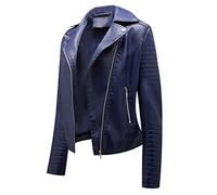 Blouson Simili Cuir Femme Biker Motard Cintrée Imitation Cuir Oversize PU Grande Taille Vintage XL