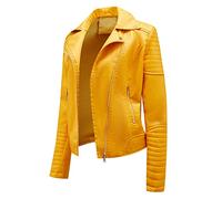 Blouson Simili Cuir Femme Veste Biker Motard Cintrée Imitation Cuir Oversize PU Grande Taille Vintage 3XL