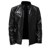 Blouson Simili Cuir Homme,Hommes Veste Cuir Côtelé Cuir-Véritable Blouson Transition Moto Coton Vestes