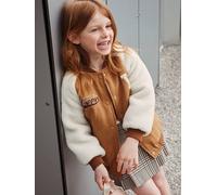 Blouson teddy en lainage et sherpa fille animation en bouclettes camel 2A