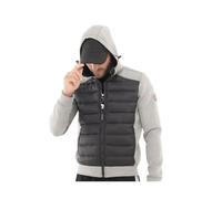 Blouson zippé bimatière - Just Emporio - Homme - Gris - Coupe stretch - Col avec capuche L