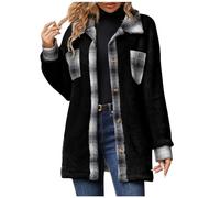 Blousons Femme Randonnée Veste Matelassée Polaires Manteaux Boutons Veste Polaire Chaud Oversize Legere Parka sans Capuche Noir Pilou Pilou Femme Noir XL