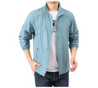 Blousons Homme Blouson Printemps Été Moto Veste Ete Détente Légère De Travail pour Hommes Bombers Survetement À Col Montant Jacket Coup-Vent L'aviateur Thin Classique Legere Portables Bleu 4XL