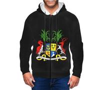 Blousons Île Mauriceemblème Nationalveste Polaire Sweat À Capuche Homme Zippé Hoodie Pull Polaire Zippé Veste À Capuche Fourrée Blouson Doublé Vêtement Homme Hiver Chaud Tailles
