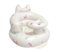 Blow Up Baby Seat, Multi-Functional Inflatable Learning Chair, Cute Pattern Foldable Sofa with Back Support, Portable Floor Seat with Built-In Pump for Bed, Grass