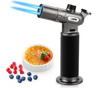 Blowtorch,Adjustable Cooking Torch Burner Two Flame Torch with Gas Refill for Barbecue,Baking,Welding,Camping (Butane Not Included)
