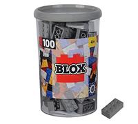 Blox Lot de 100 Blocs de Construction Gris pour Enfants à partir de 3 Ans, 8 Briques en boîte de Haute qualité, entièrement Compatible avec de Nombreux Autres Fabricants