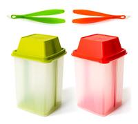 BloxBerry Lot de 2 pots à cornichons avec insert passoire - En plastique anti-fuite - Pour fruits frais ou légumes marinés - Complet avec pince